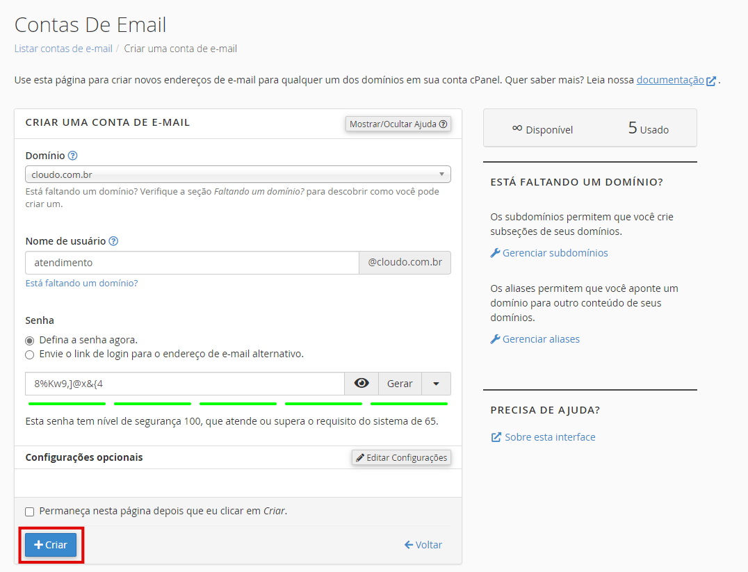 Como Criar Uma Conta De E Mail No Cpanel Cloudo 6241
